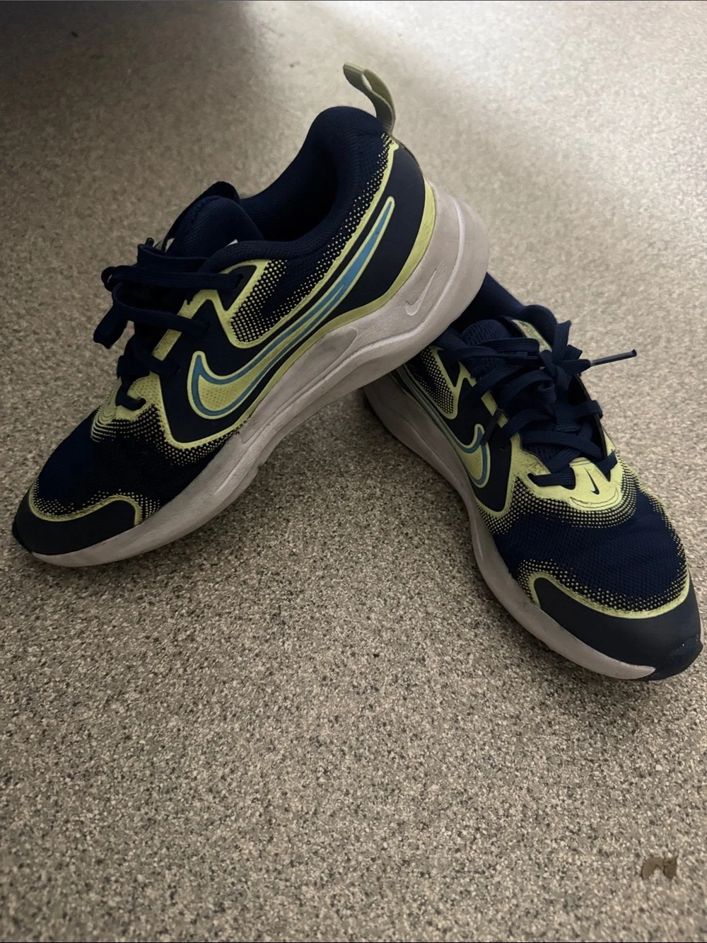 Nike Kids' Navy and Neon Yellow Cosmic Runner Athletic Sneakers